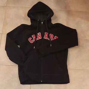 Vintage Black Hoodie with Red Canada Lettering